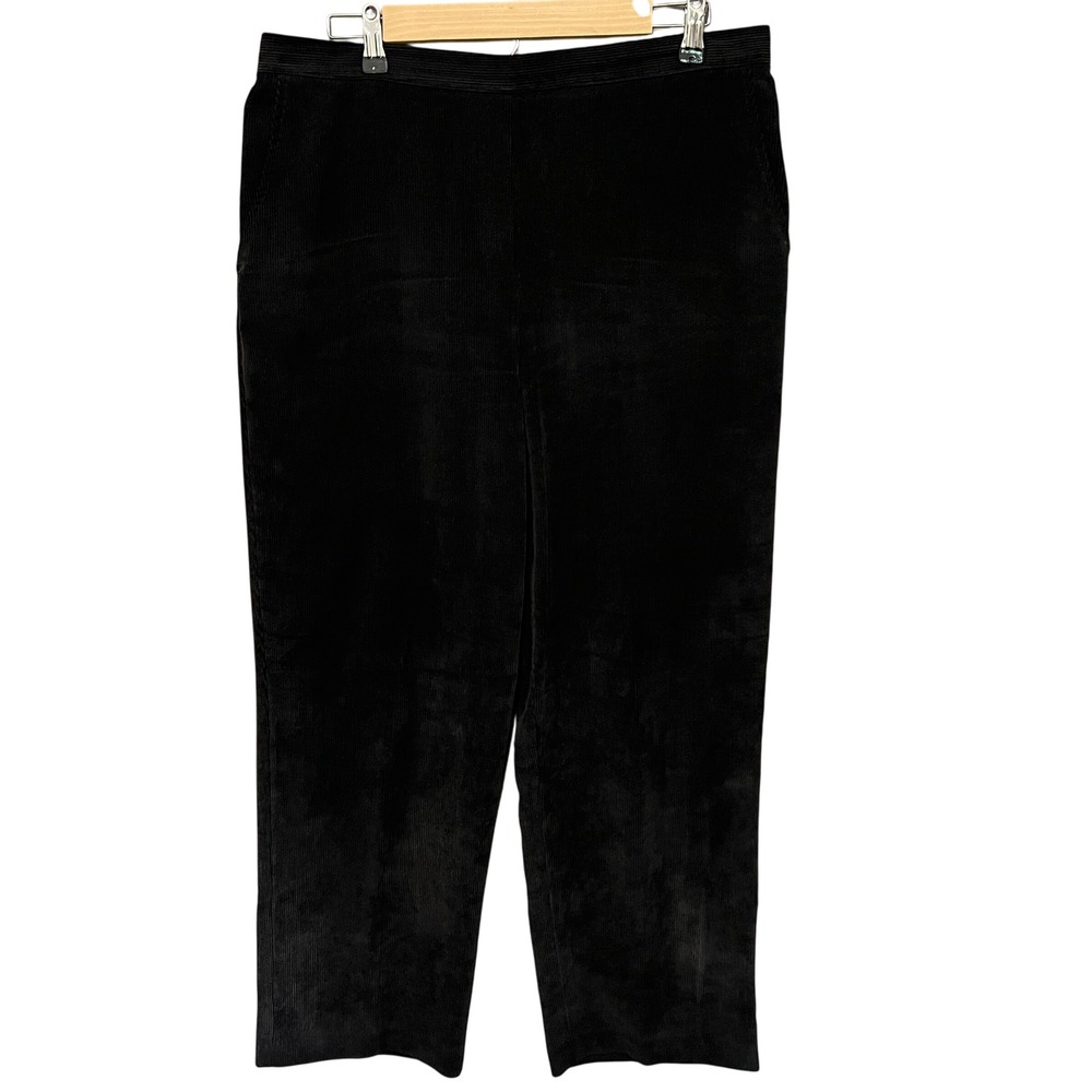 Vtg Alfred Dunner Corduroy Pants Womens Size 16 Black 90s Elastic High Waist
